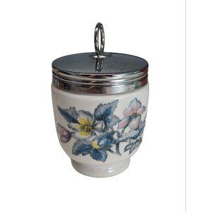 Royal Worcester Porcelain Egg Coddler WOODLAND BIRDS -King 4" Tall W/Lid ENGLAND